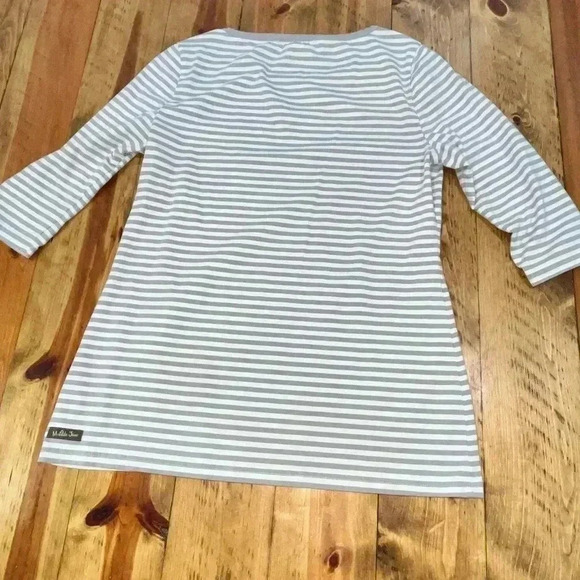 Matilda Jane striped pull over gray white striped 3/4 sleeves Super cute &comfy - Picture 7 of 9